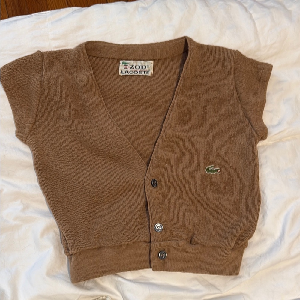 Lacoste Tan Knit Buttoned Vest